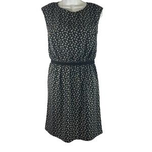 Loft Green Tan Leaf Print Blouson‎ Dress Size XS